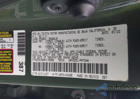 2022 Toyota Tacoma 2Wd Sr5/Trd Sport/Trd Off Road из США, поврежденный, VIN 3TMAZ5CN8NM170500